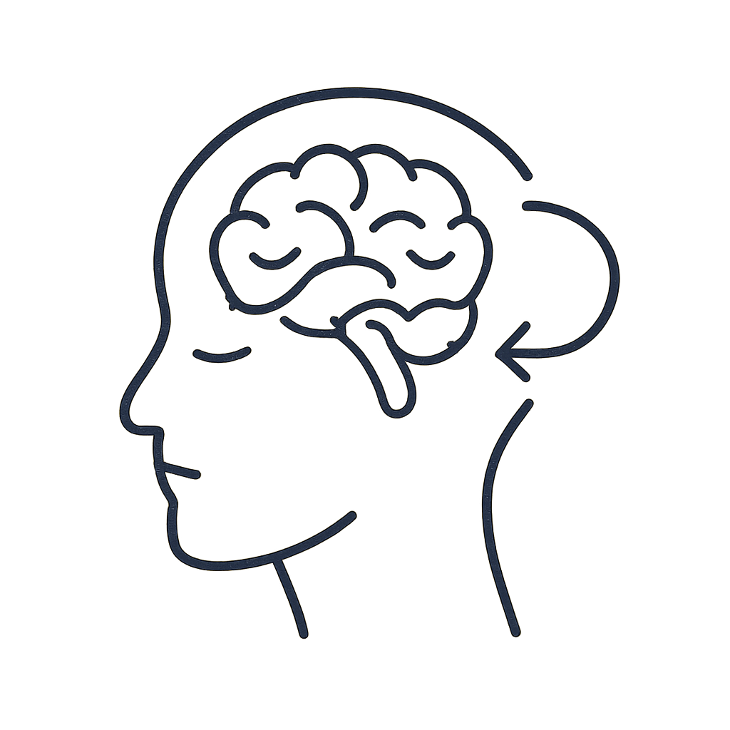 The alt text for the image is: "Illustration of a head with a brain outline."